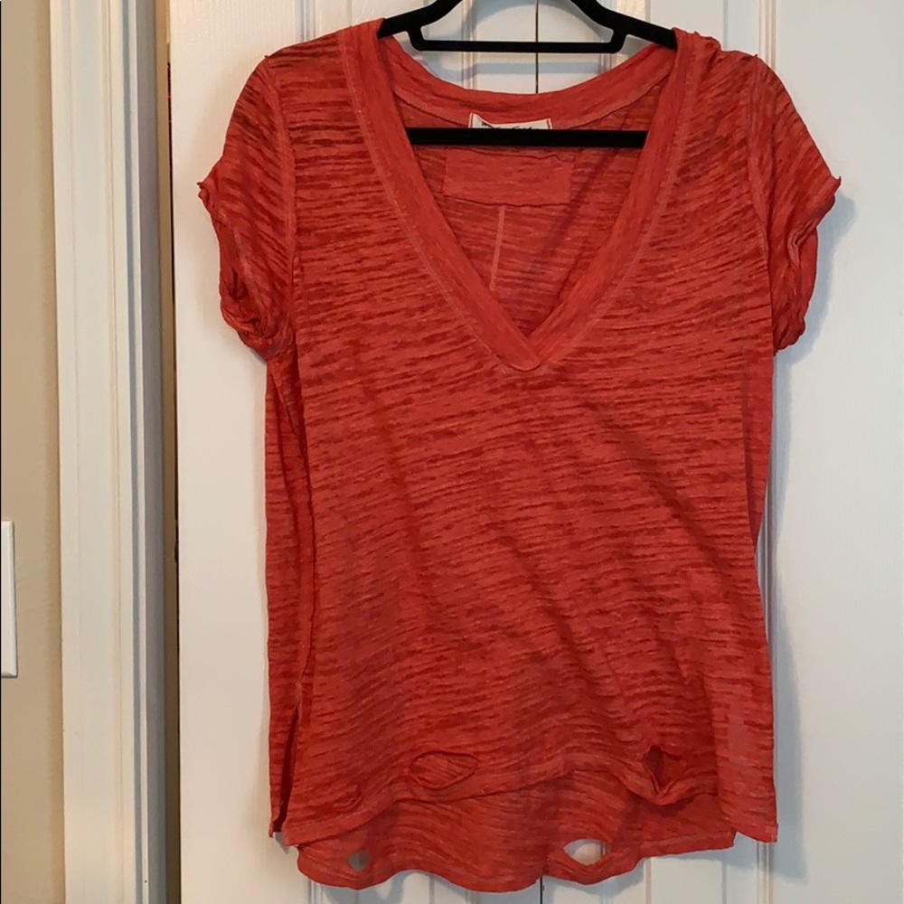 Free people red v neck